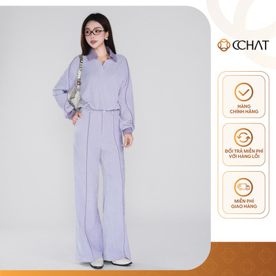 Set Đồ Nữ 𝐂𝐂𝐇𝐀𝐓 Dáng Suông Serenity Phối Cổ Chất Liệu Nhung Mềm Mịn 25BDN2020ST