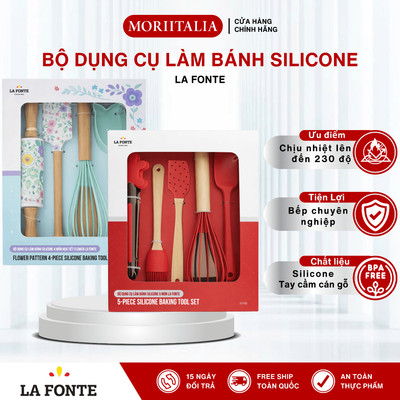 Bộ Dụng Cụ Làm Bánh Silicone La Fonte,Chịu Nhiệt Cao 4–5 Món, Cây Vét Bột- Cọ-Kẹp Gắp-Đánh Trứng