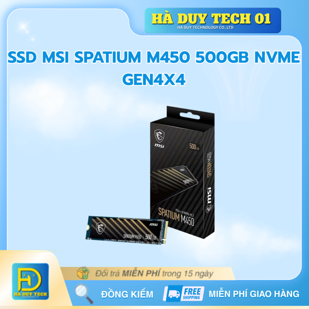 SSD MSI SPATIUM M450 500GB NVME GEN4x4 - Cam Kết Chính Hãng - BH 36T - Hà Duy Tech