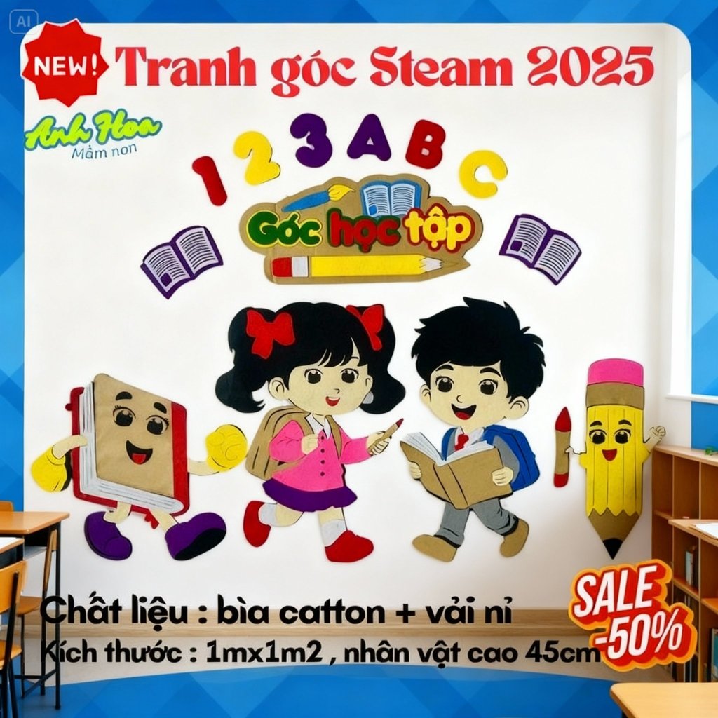 Bộ 16 Tranh góc mầm non .đồ dùng mầm non Tranh góc Steam , Steam mầm non , Tranh góc, trang trí lớp 