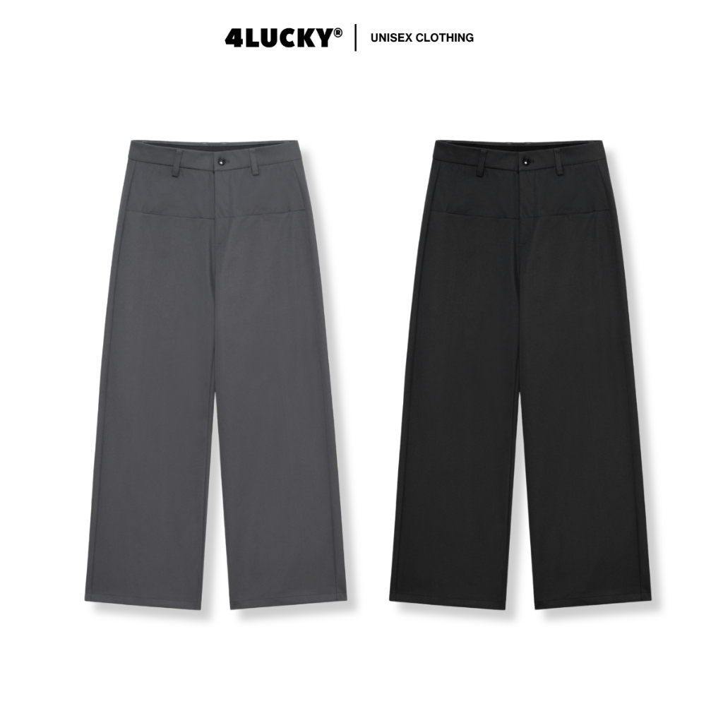 Quần Tây Regular Fit Phối Túi Ngang Unisex 4Lucky 6241, Quần Suông Ống Rộng Co Giãn Nhẹ Thoáng Mát