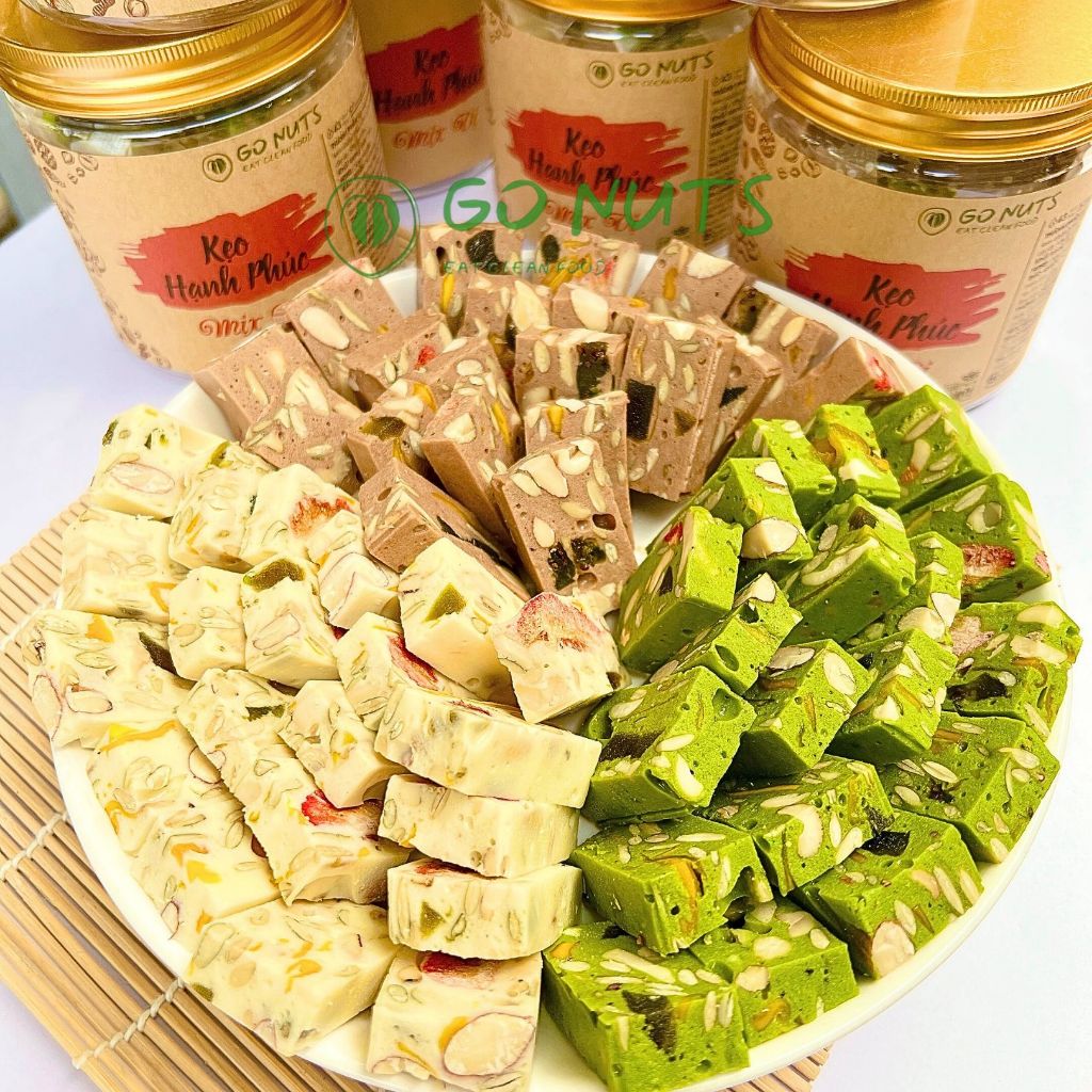 Kẹo hạnh phúc Nougat mix hạt GO NUTS Kẹo sữa hạt dinh dưỡng marsh mallow ít ngọt hỗ trợ ăn kiêng