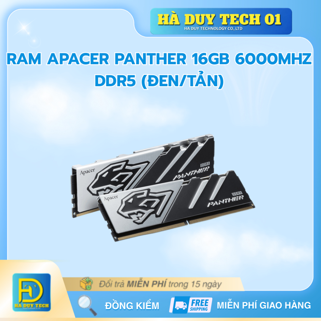 RAM APACER PANTHER 16GB 6000MHZ DDR5 (ĐEN/TẢN) - Cam Kết Chính Hãng - BH 36T - Ha Duy Tech