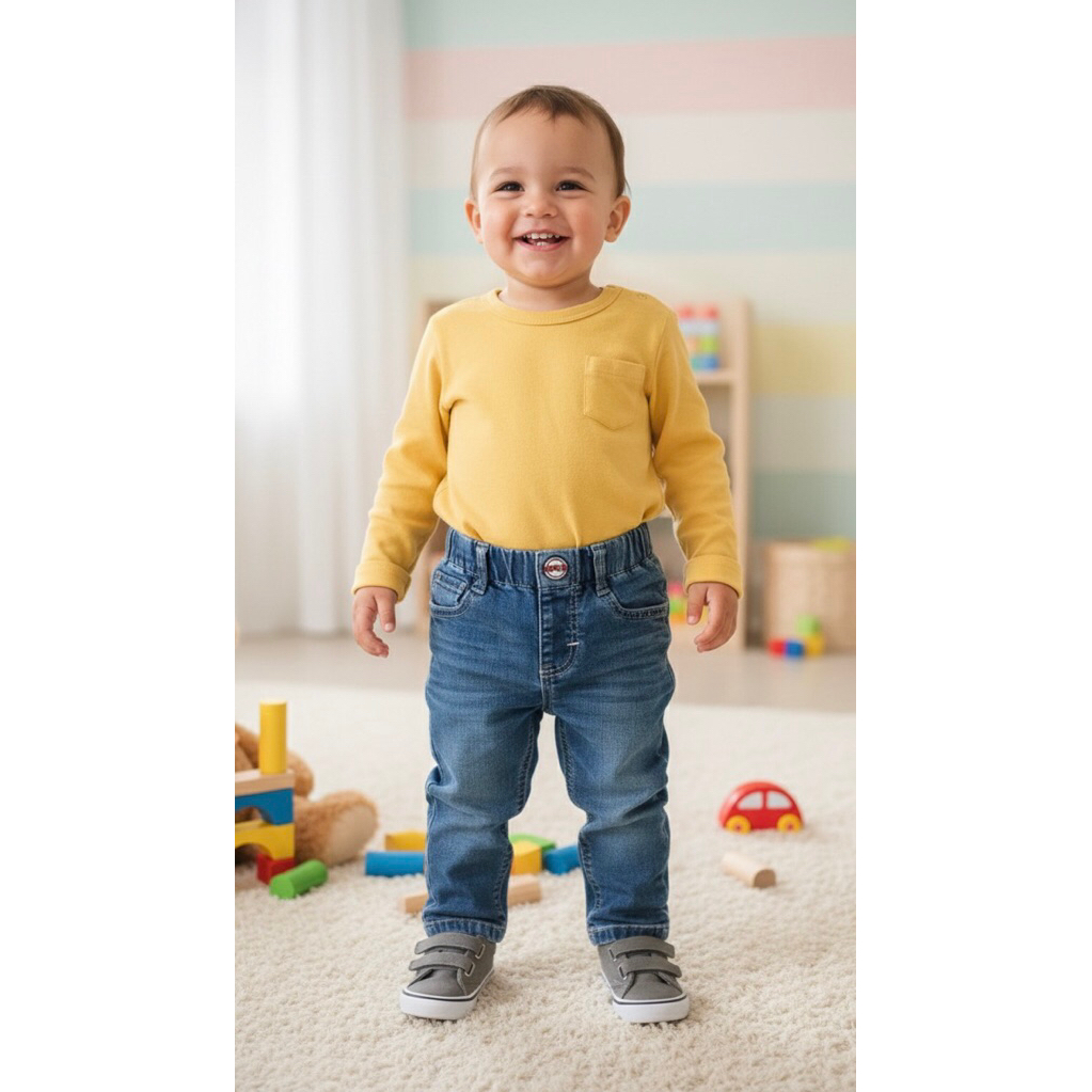 Quần Jeans Edwin Xuất Nhật Cho Bé 10-13kg (Size 90) - Like New 98%, Form Cực Đẹp