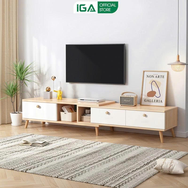 Kệ tivi IGA để sàn rút gọn thông minh, Giá Treo Tivi Di Động 32 - 85 Inch Kệ Treo Tivi, Có thể tháo 