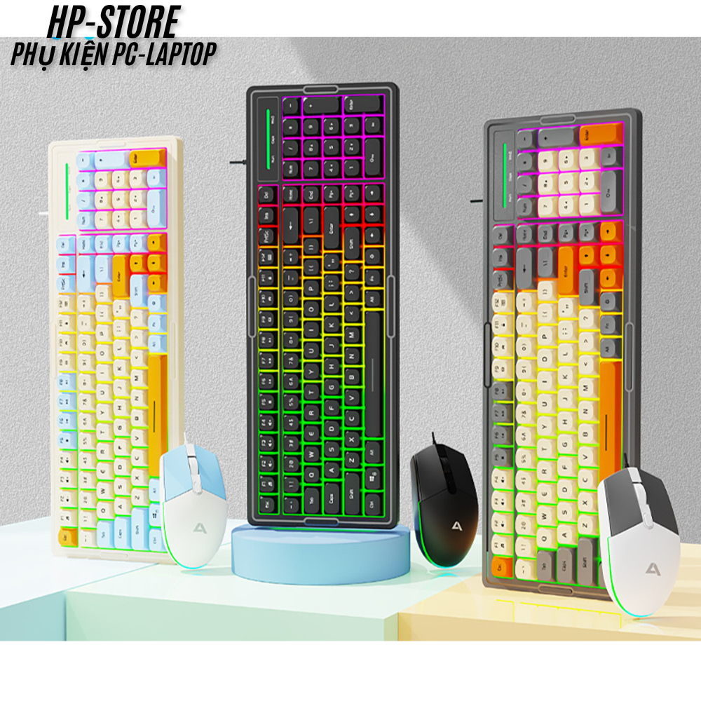 Combo Bàn Phím + Chuột giả cơ Led ASESTEK KM2000 Pro Có Dây USB/ Phù hợp mọi nhu cầu - BH 12T