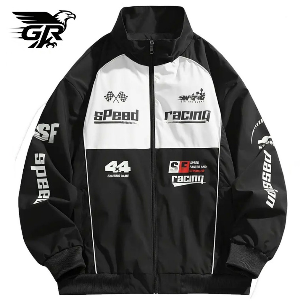 GR Áo Khoác Couple Parachute Bomber Áo Khoác Chống Nước Big Size Varsity Jacket Hiphop Unisex OOTD