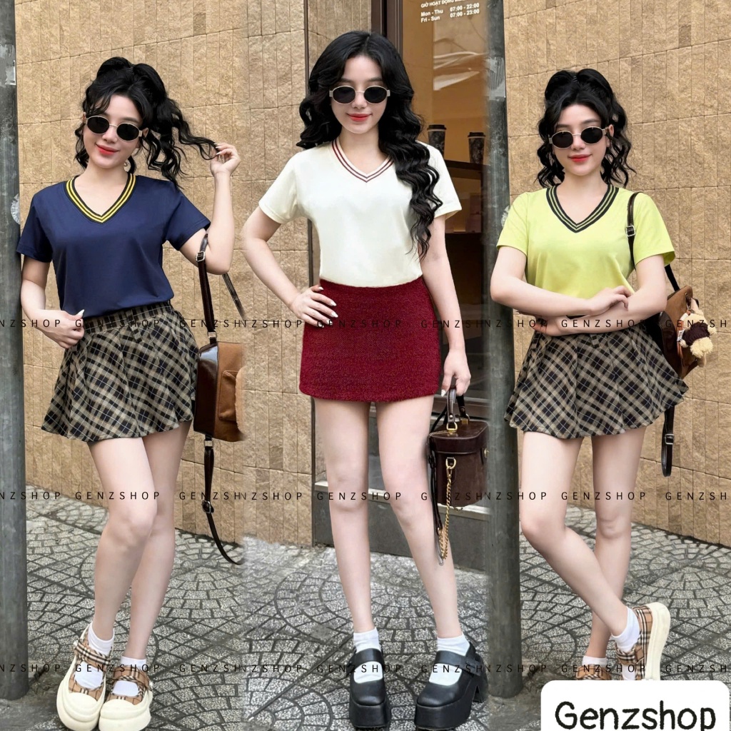 Áo Thun Nữ CỔ TIM PHÓI MÀU Xinh Xắn Form BabyTee Vừa Vặn BST26 | BigBuy360 - bigbuy360.vn
