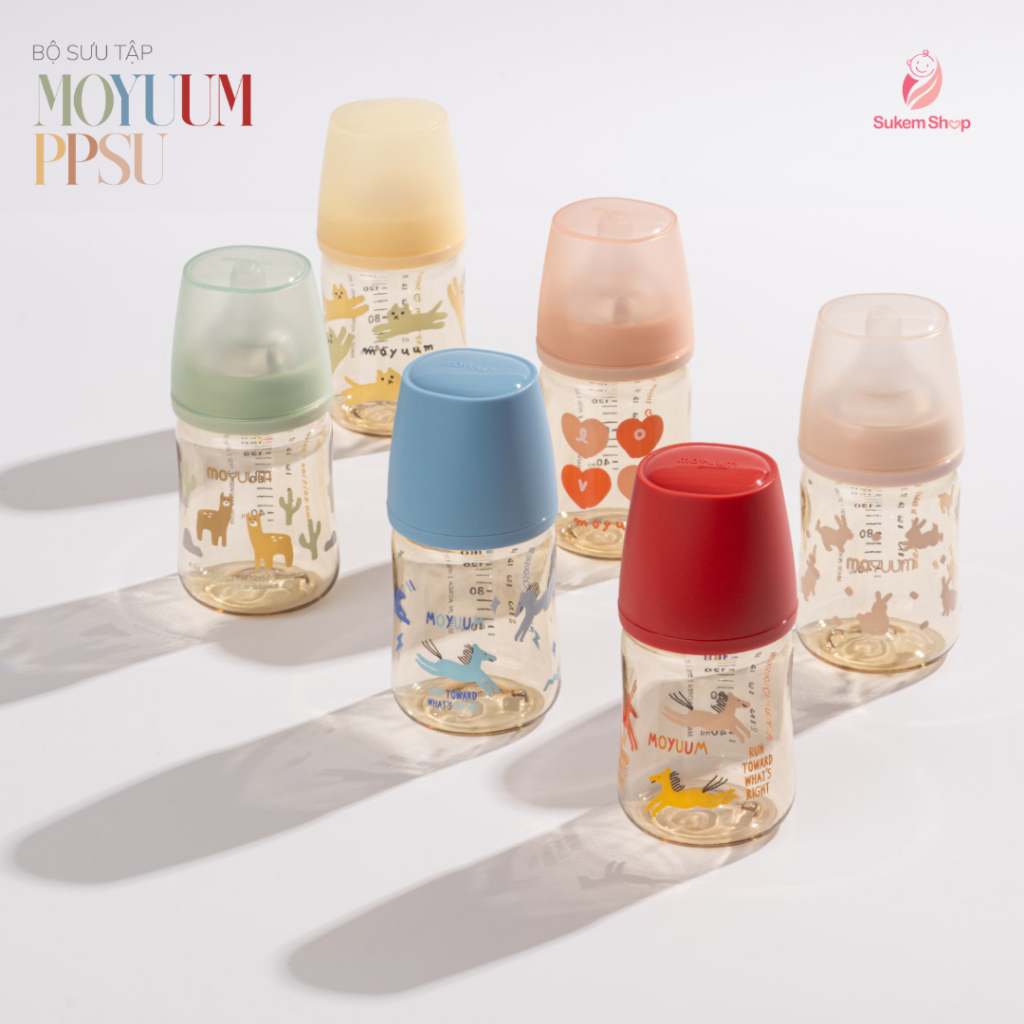 Bình Sữa Moyuum Thế Hệ 3 170ml/270ml Phiên Bản Lạc Đà, Họa Tiết Mây, Thỏ Cho Bé - Sukem Shop