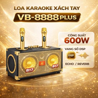 Loa Karaoke Xách Tay VB-8888Plus Bluetooth Công Suất 600W Kèm 2 Micro Không Dây Vang Số DSP