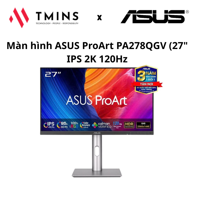 Màn hình ASUS ProArt PA278QGV (27" IPS 2K 120Hz chuyên đồ họa) - Hàng chính hãng.