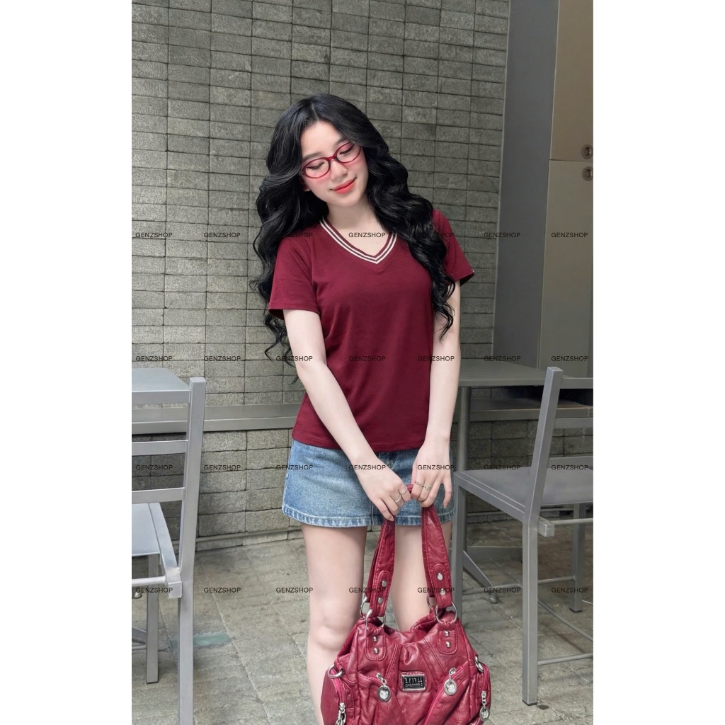 Áo Thun Nữ CỔ TIM PHÓI MÀU Xinh Xắn Form BabyTee Vừa Vặn BST26 | BigBuy360 - bigbuy360.vn