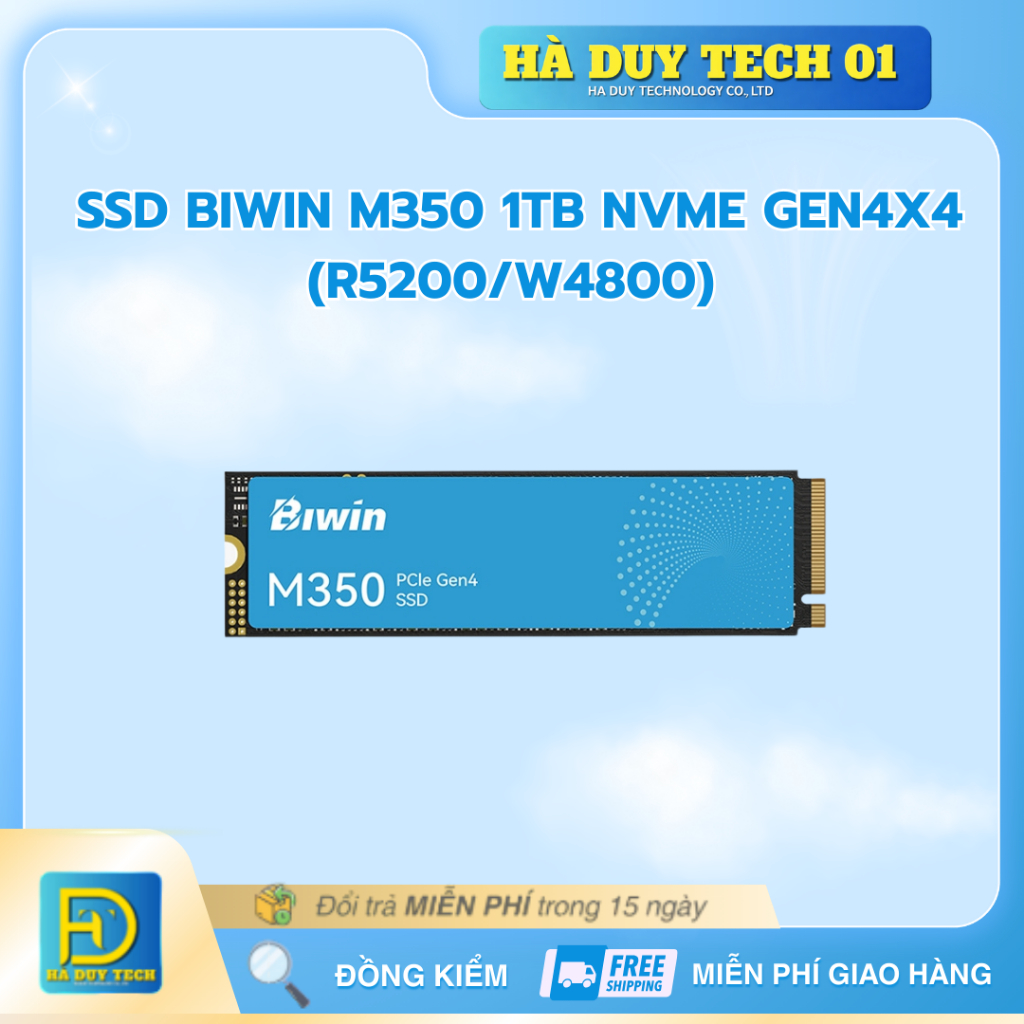 SSD BIWIN M350 1TB NVME GEN4X4 (R5200/W4800) - Cam Kết Chính Hãng - BH 36T - Hà Duy Tech