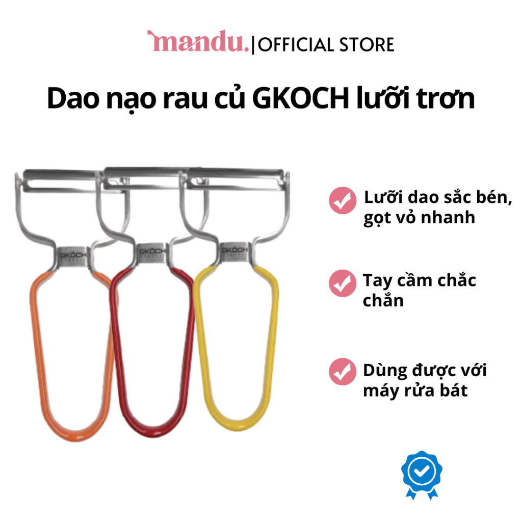 Dao nạo rau củ GKOCH lưỡi trơn, lưỡi thép không gỉ cao cấp, sắc bén, bền bỉ và dễ sử dụng