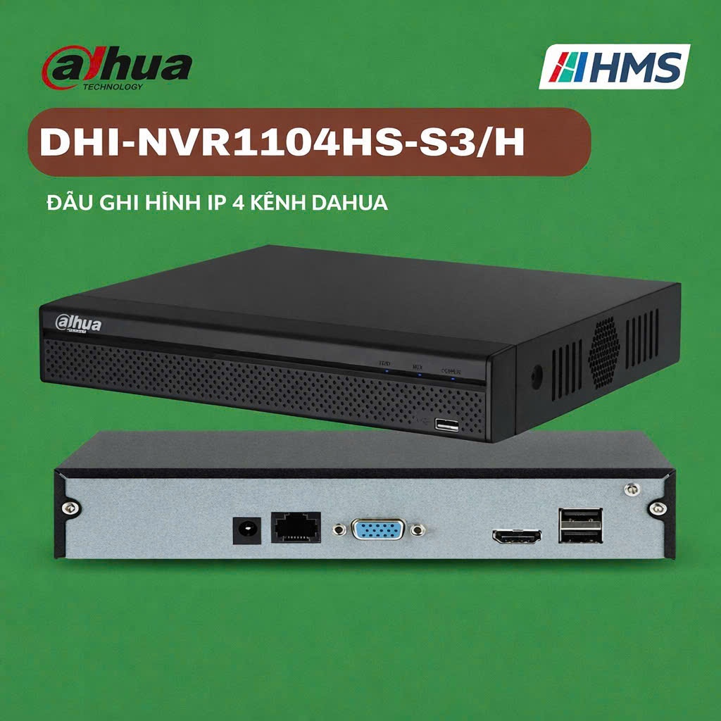 Đầu ghi IP 4 kênh chính hãng Dahua mã NVR1104HS-S3/H
