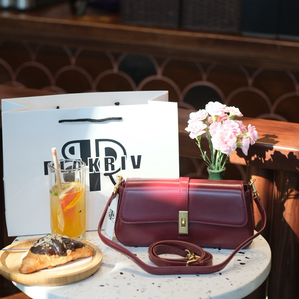 Túi xách Nữ Blakriv Dahlia 2 màu đỏ, nâu, 2 dây đeo vai, đeo chéo