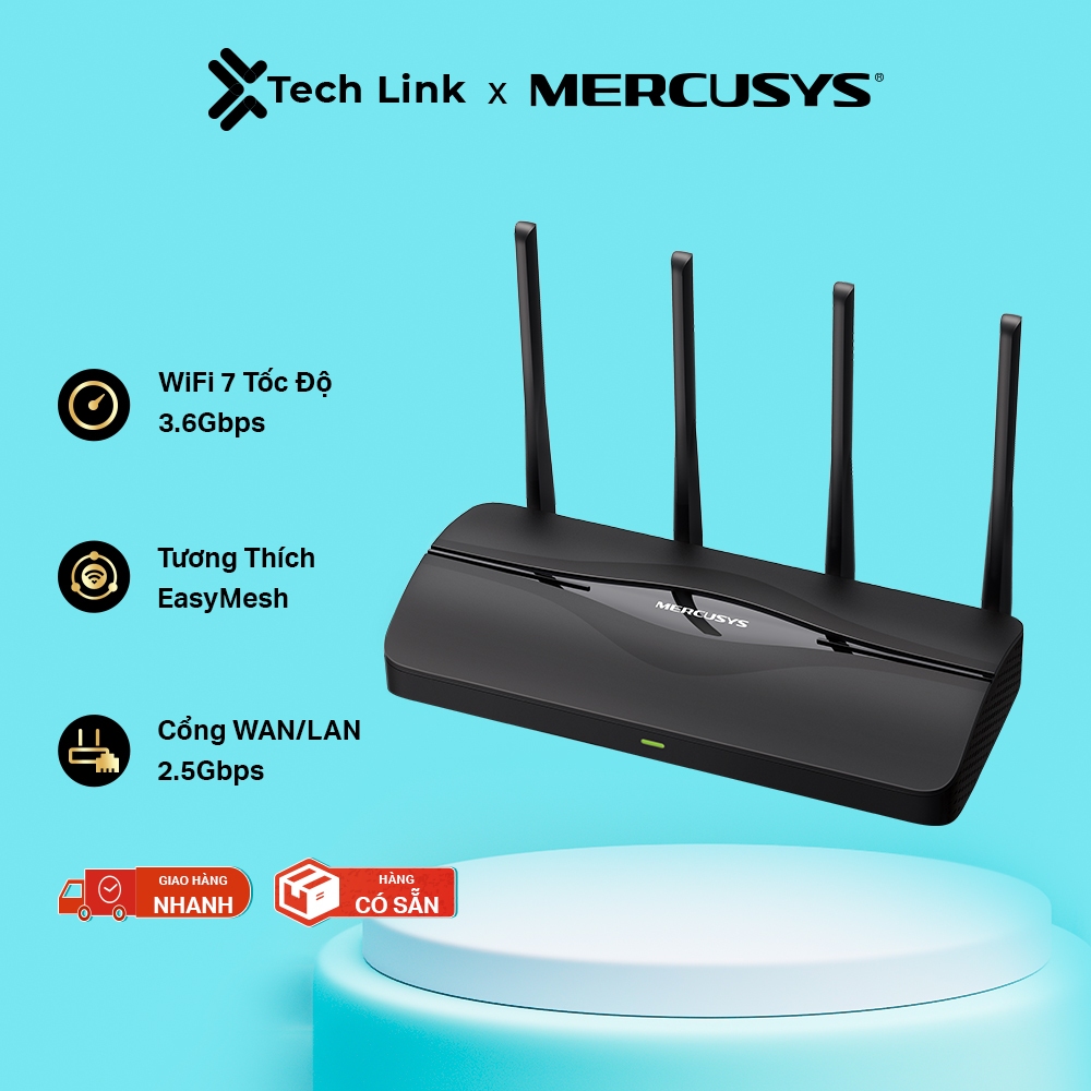 Router Wi-Fi 7 MERCUSYS MR27BE BE3600 Băng Tần Kép Tốc Độ 3.6 Gbps, Công Nghệ Đa Dạng, Bảo Mật Cao