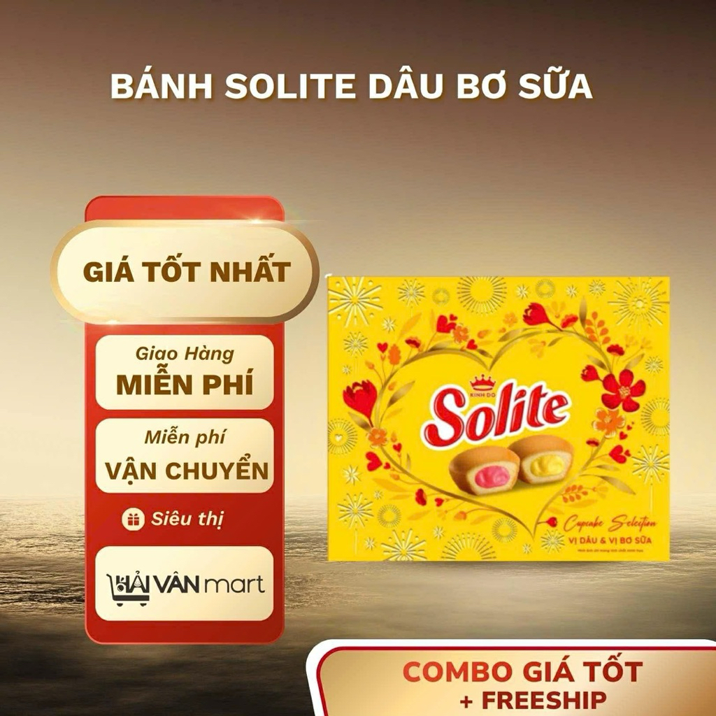 Bánh Bông lan Solite Kinh Đô tròn kem vị bơ sữa & dâu 288g