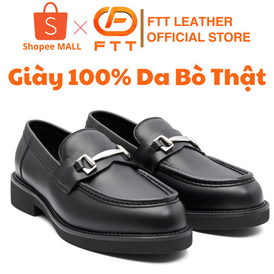 Giày da bò Horsebit Loafer nam chính hãng cao cấp Fttleather, đế cao su đúc nguyên khối tăng chiều cao