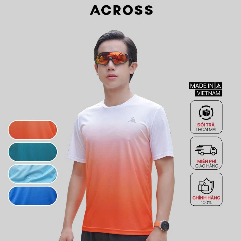 Áo thun thể thao nam TShirt chạy bộ, cầu lông Four U - co giãn, thấm hút tốt, - Across Vietnam.
