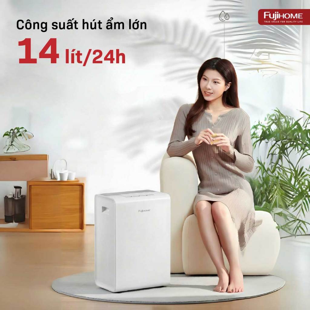 Máy hút ẩm lọc không khí FUJIHOME DH14W-HEPA