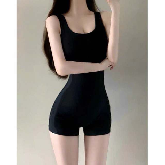 [ĐỒ BƠI CAO CẤP] Bikini liền mảnh form short CỔ VUÔNG KHOÉT LƯNG TRÒN màu đen tôn dáng, vải co giãn tốt | BigBuy360 - bigbuy360.vn
