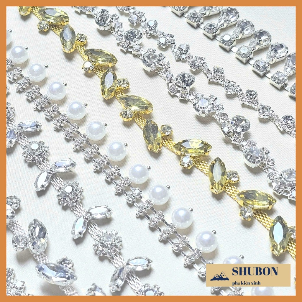 50cm Dây đá trang trí quần áo, làm đồ handmade  - phụ liệu thời trang - mix