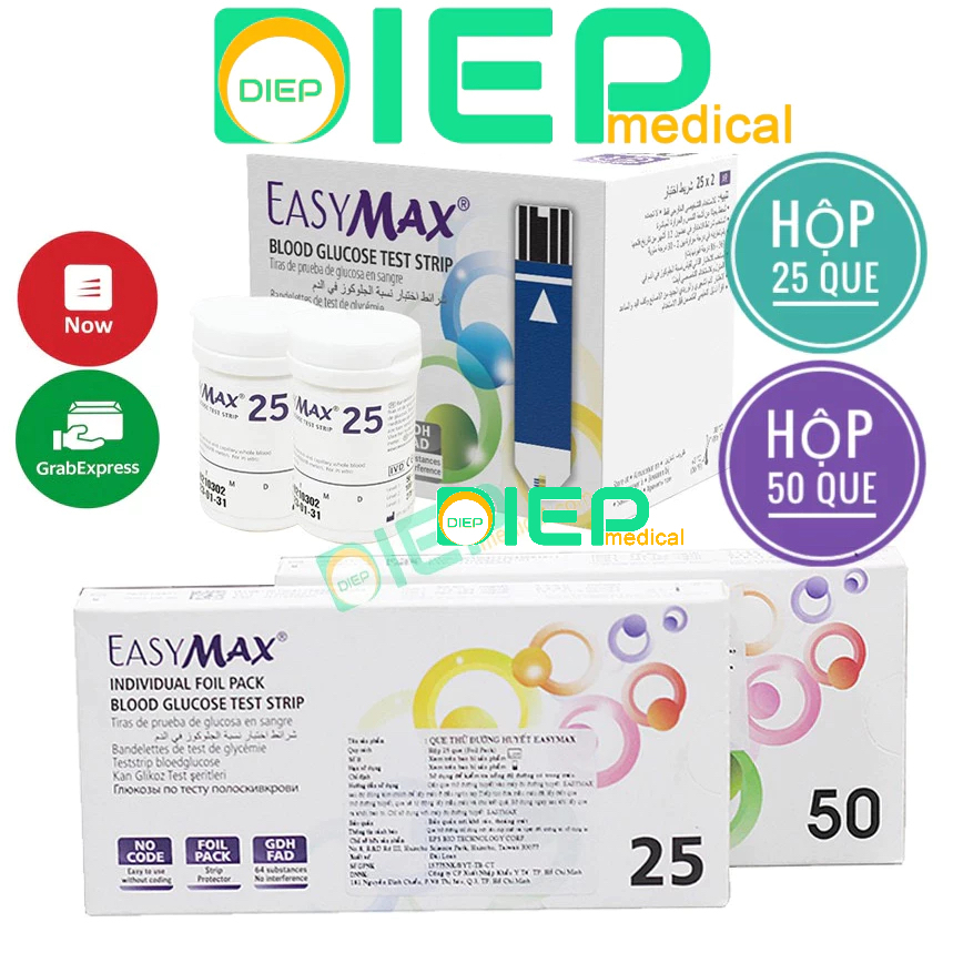 ✅ EASY MAX (25 QUE, 50 QUE) - Que thử đường huyết dùng cho máy EasyMax MU, Easy Max Tag, Easy Max Mi