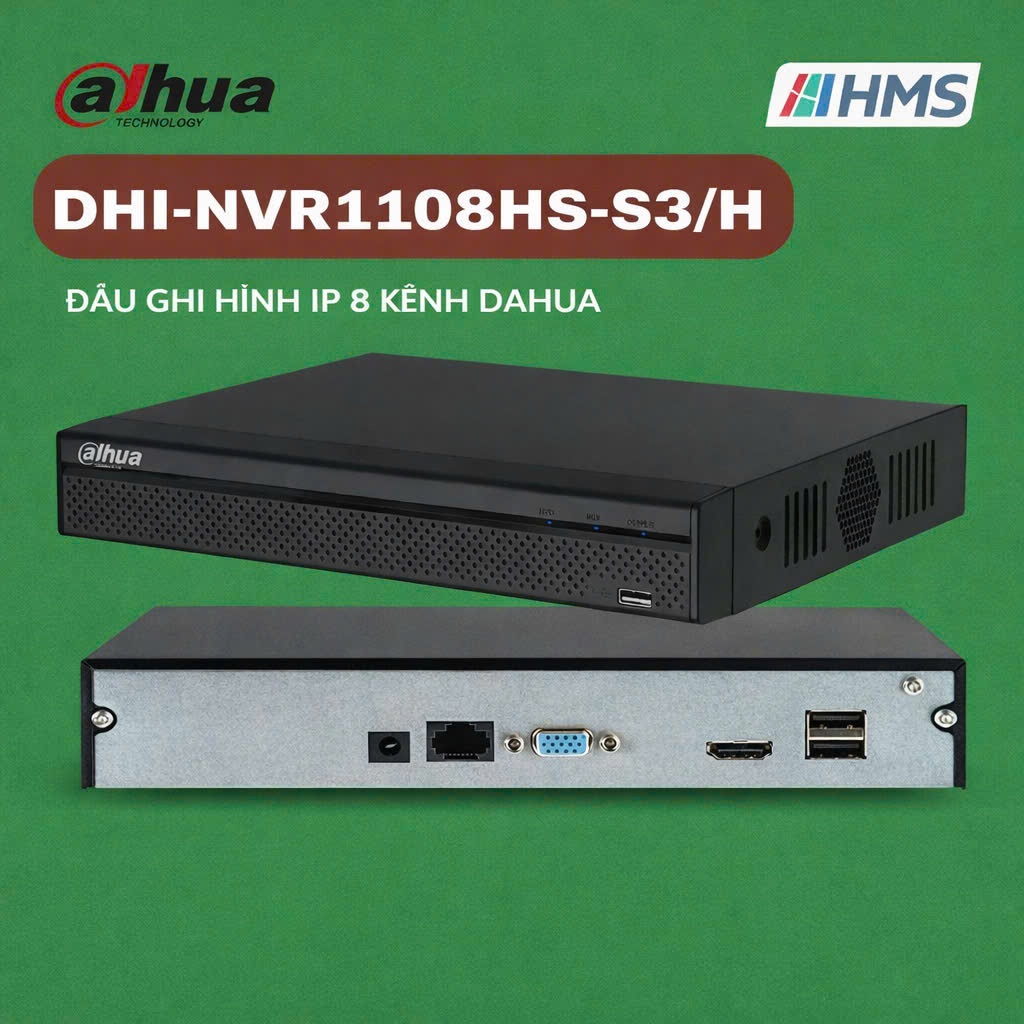 Đầu ghi hình IP 8 kênh Dahua hàng chính hãng mã NVR1108HS-S3/H