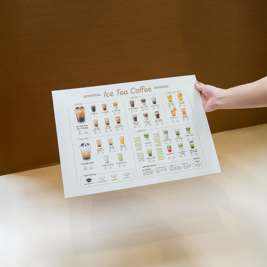 Menu cầm tay cán Fomex [Thiết kế theo yêu cầu]