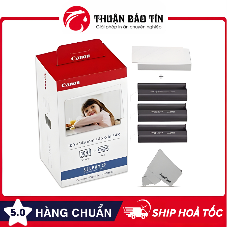 Hộp giấy mực KP-108 thay thế RP-108 – Dùng cho Canon CP1000, CP1200, CP1300, CP1500 – Kèm 3 băng mực