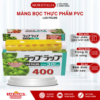 Màng Bọc Thực Phẩm PVC Las Palms Mission Có Dao Cắt-Dẻo Dai,Bám Dính Tốt,Bảo Quản Thực Phẩm,Khổ 30cm