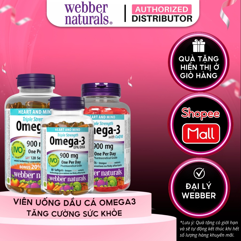 [KOL] TPBVSK Viên Uống Omega3 Webber Naturals Triple Strength Omega-3 / Triple Strength Omega-3 with