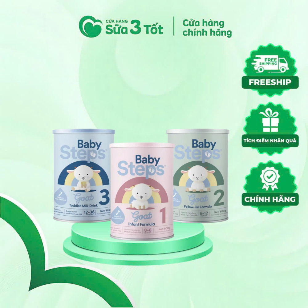 Sữa Dê Baby Steps Newzealand - Số 1( 0-6 Tháng)- Số 2( 6-12 Tháng)- Số 3( 12-36 Tháng)- Lon 900G