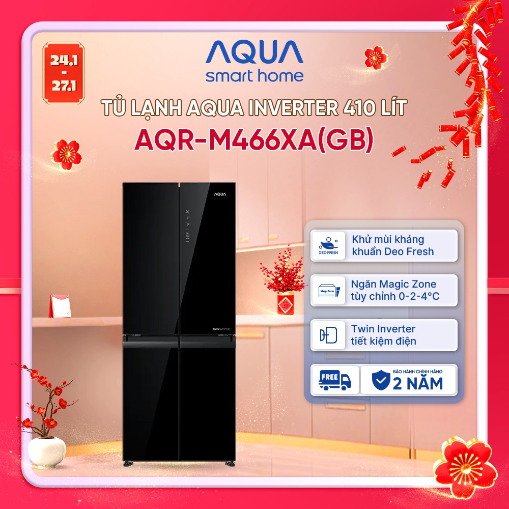 Tủ lạnh Aqua Inverter 410 lít AQR-M466XA(GB) - Bảo hành 2 năm - Freeship toàn quốc
