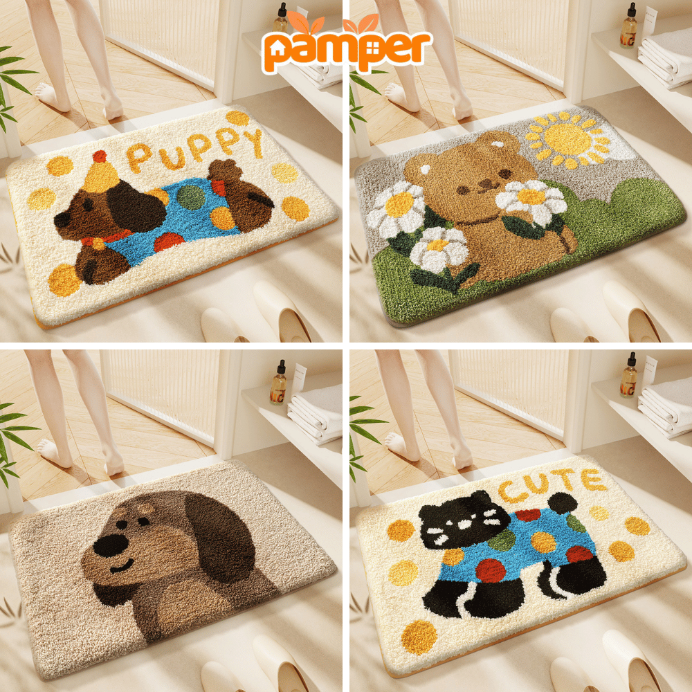 Thảm Lau Chân Nhà Tắm PAMPER Lông Cừu Siêu Thấm Hút, Thảm Lau Chân Hoạt Hình Dễ Thương 40*60cm