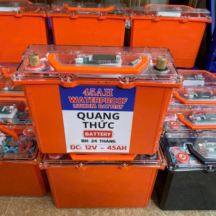 Bình Kích Cá 12V 45A Pin EVE 33140 Dùng mạch 200A xả cao chống chập chống nước tuyệt đối