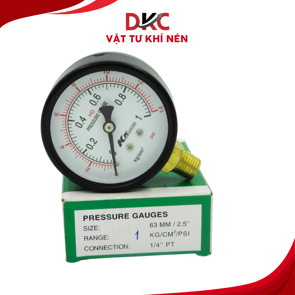 Đồng hồ đo áp suất KK mặt 63 ren 13 - Đồng hồ hơi Kkgauges