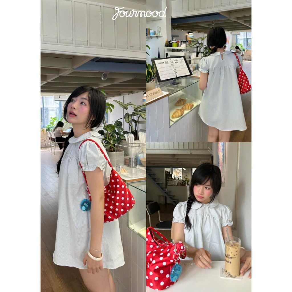 TDT4 - Đầm Baby Doll Tay Phồng Cổ Sen Chất Oxford MARGI DRESS