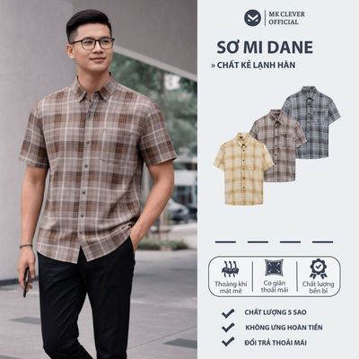 Áo Sơ Mi nam kẻ Dane MKCLEVER Chất kẻ lạnh Hàn mềm mịn, thoáng mát, chống nhăn, form rộng mặc hằng ngày