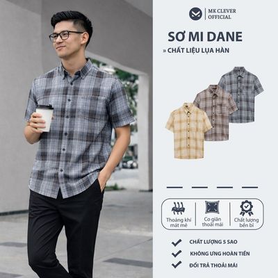 Áo Sơ Mi kẻ nam Dane MKCLEVER Chất kẻ lạnh Hàn mềm mịn, thoáng mát, chống nhăn, form rộng mặc hằng ngày
