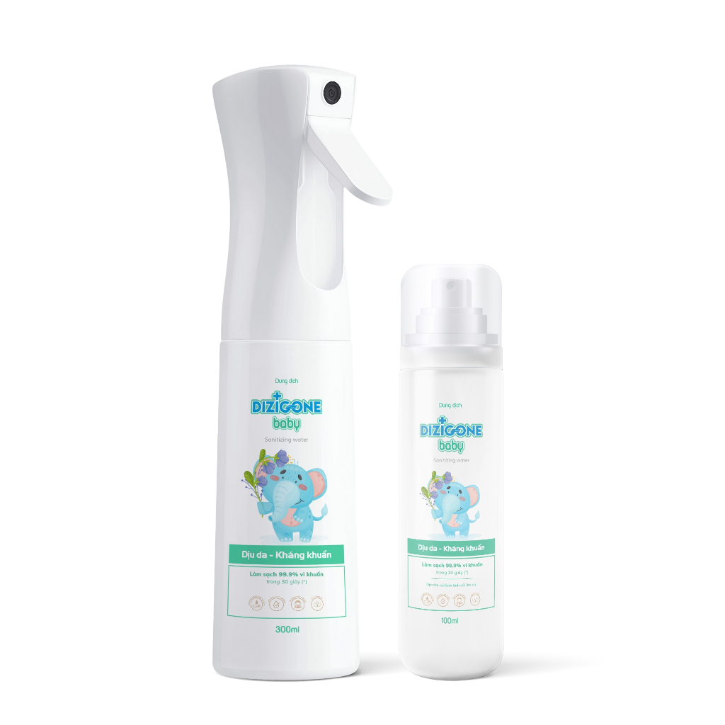 [COMBO] Xịt kháng khuẩn DIZIGONE Baby 100ml & 300ml: Xịt tay chân, đồ dùng cho bé