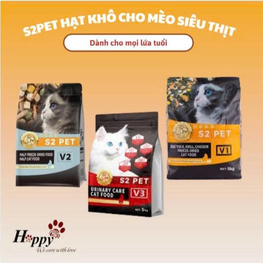 S2PET V1 V2 V3  Hạt khô cho mèo, thức ăn khô cho mèo siêu topping siêu thịt