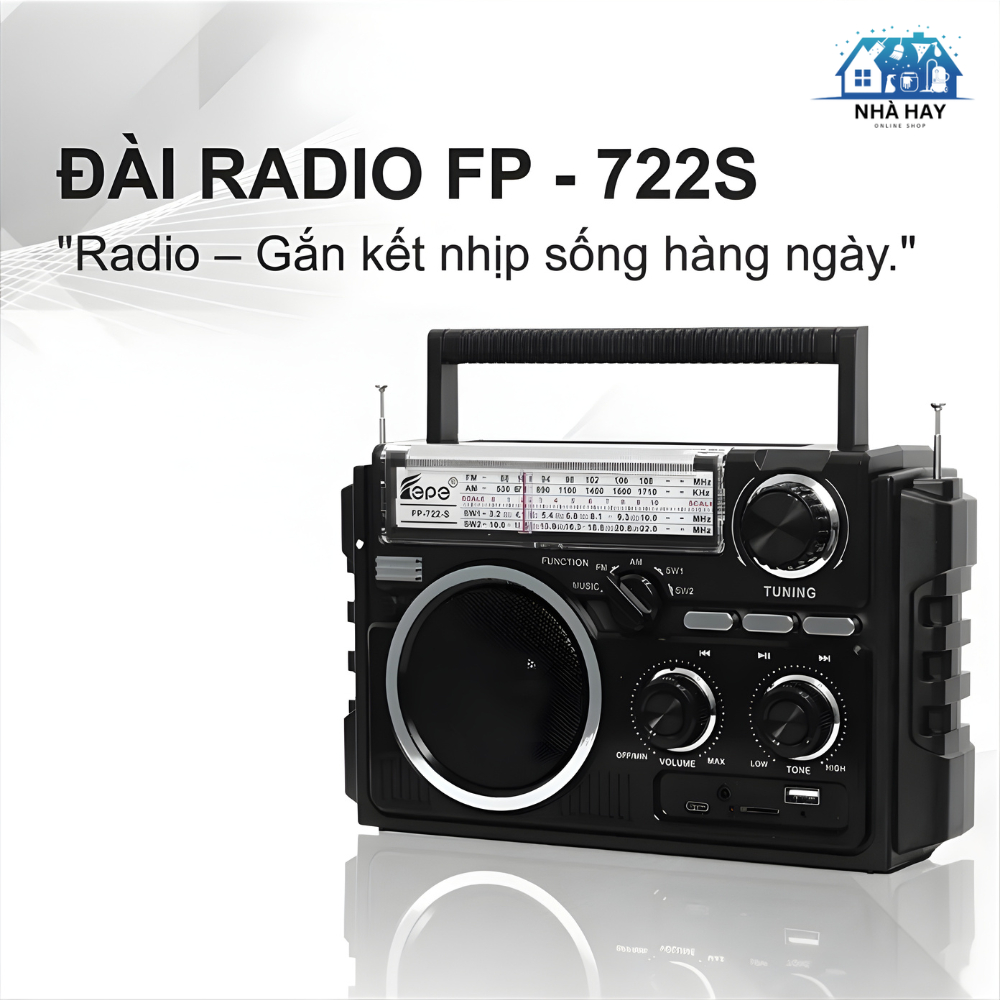 Đài Radio FP-722S Cổ Điển - Nghe FM, AM, SW Gắn Kết Nhịp Sống Mỗi Ngày, Nghe Đài Rõ Nét