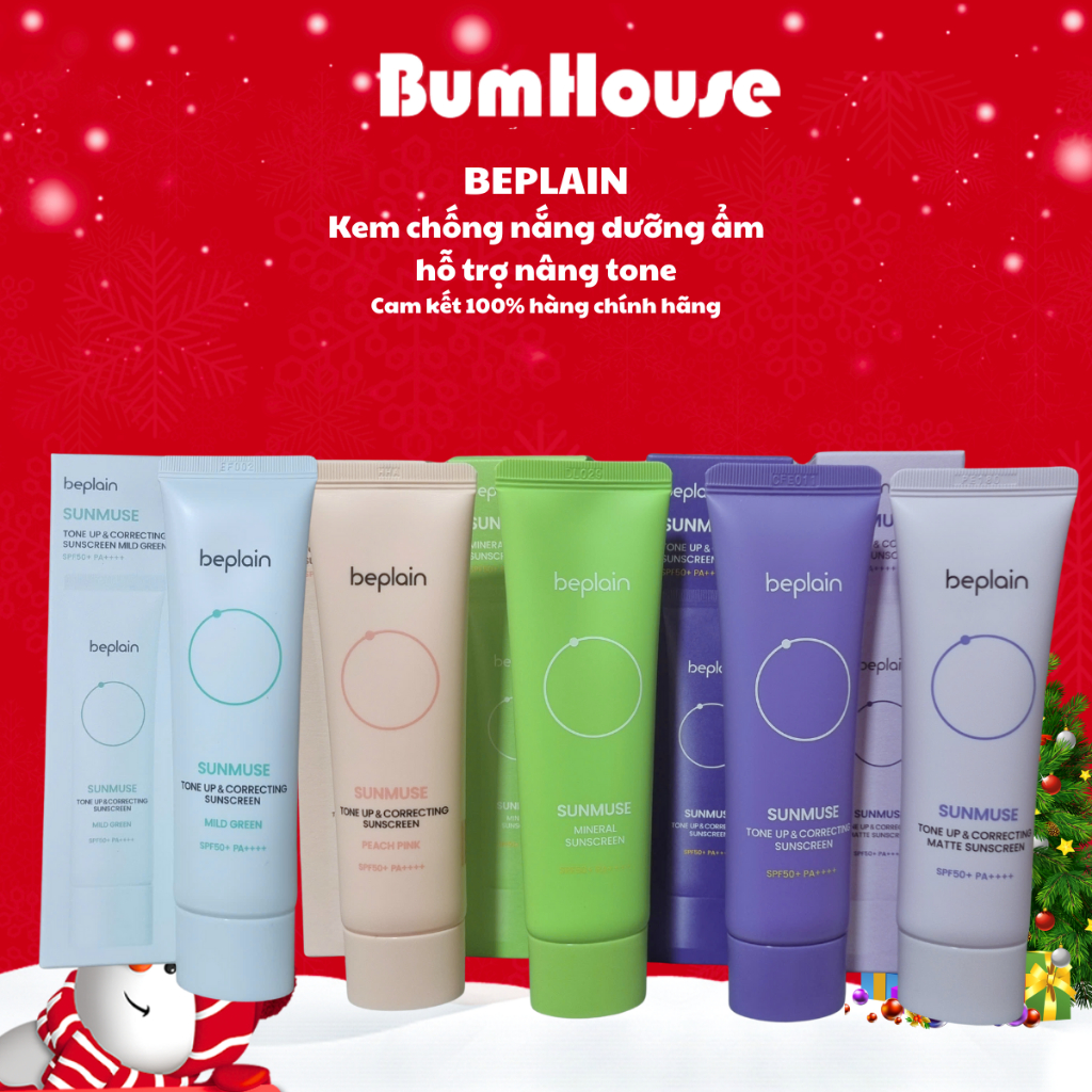 Kem Chống Nắng Beplain Sunmuse Tone Up & Correcting/ Sunmuse Mineral/ Matte/Peach Pink/Mild Green Su