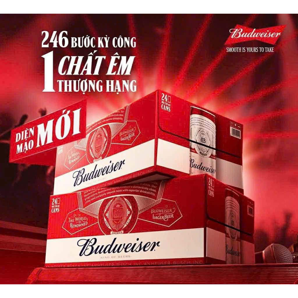 | Phiên Bản Diện Mạo Mới 2026 | Thùng 24 Lon Budweiser 330ml Chính Hãng