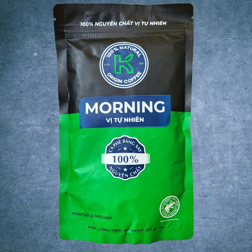 K MORNING << túi XANH LÁ 227g >> CÀ PHÊ RANG XAY NGUYÊN CHẤT VỊ TỰ NHIÊN [VN] K COFFEE Natural Origi