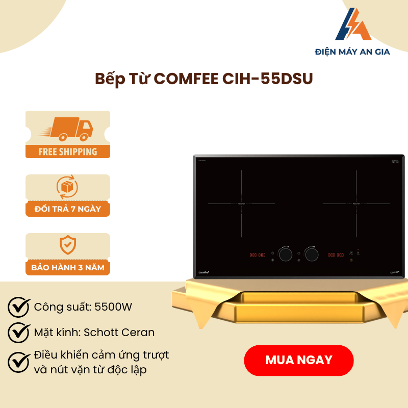 Bếp Từ Comfee CIH-55DSU – Công Suất 5.500W – Mặt Kính Schott Ceran Đức – Sang Trọng, Bền Bỉ – PEB