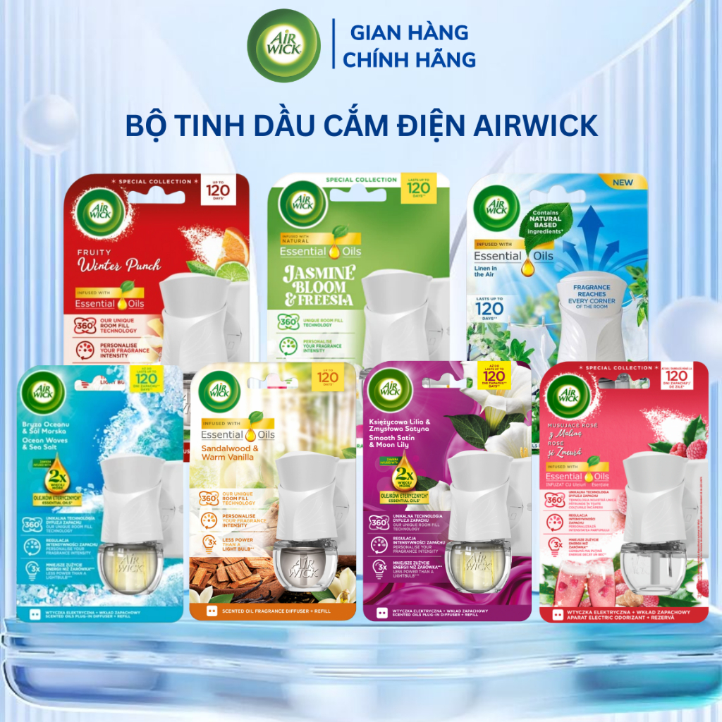 Bộ khuếch tán tinh dầu cắm điện Airwick 19ml thơm phòng, đuổi muỗi
