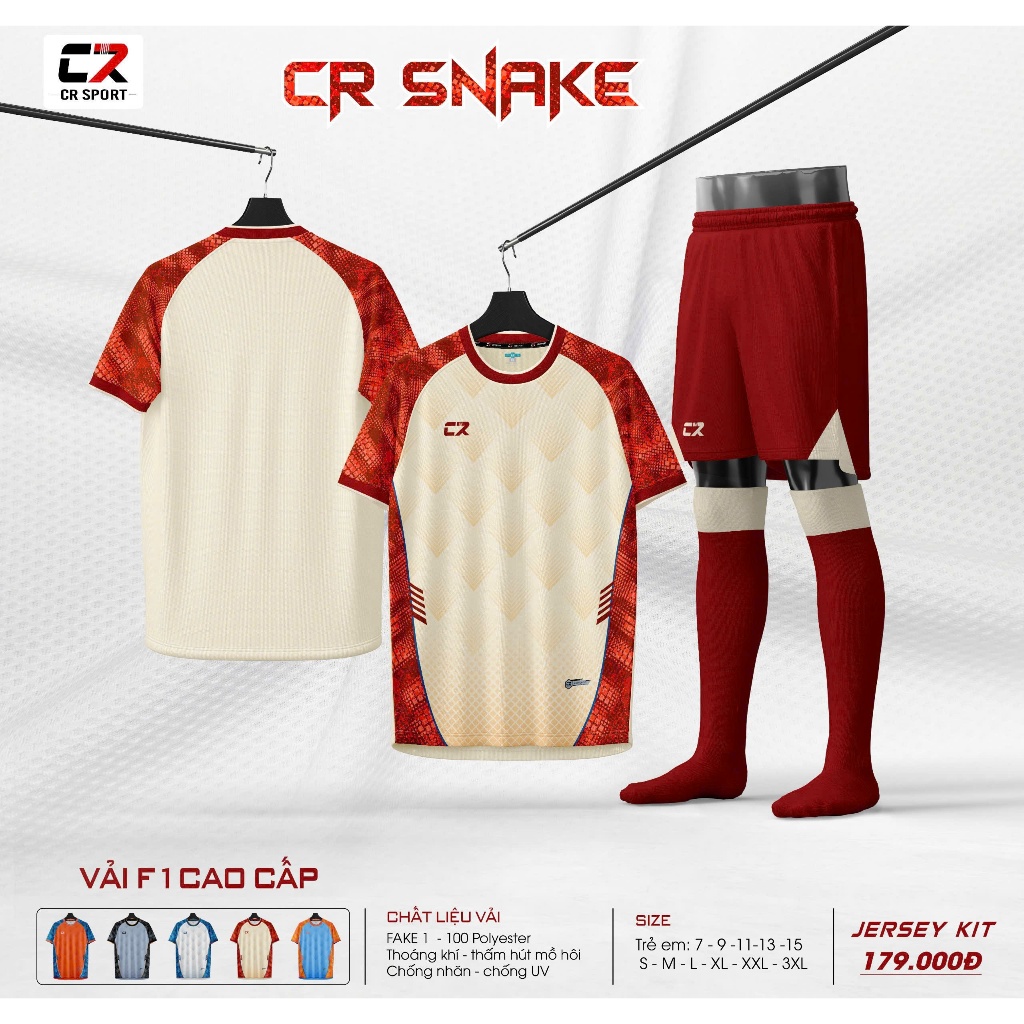ĐỒ BÓNG ĐÁ CR SNAKE - CR SPORT - ĐỒ BÓNG ĐÁ THOÁNG MÁT, THẤM HÚT MỒ HÔI TỐT